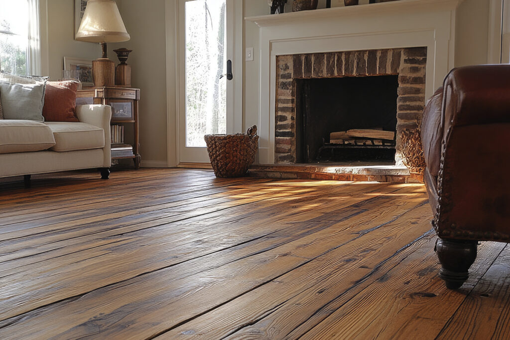 heart pine flooring in historic renovation